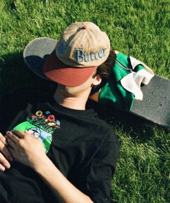 Butter Goods Discovery 6 Panel Cap, Khaki / Wine Hats