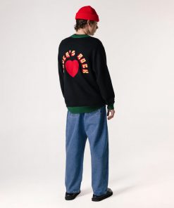 Butter Goods Lovers Rock Knit Cardigan, Black / Green Fleece