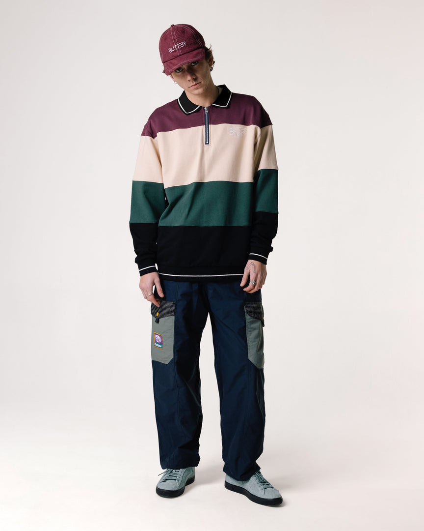 Butter Goods Ivy Stripe Pullover, Green / Yellow / Red 4 Butter Goods Ivy Stripe Pullover, Green / Yellow / Red