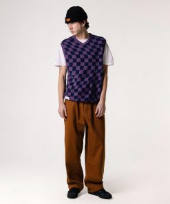 Butter Goods Checker Knit Vest, Chestnut / Oak