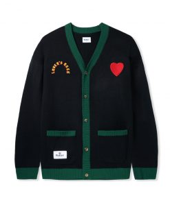 Butter Goods Lovers Rock Knit Cardigan, Black / Green Fleece