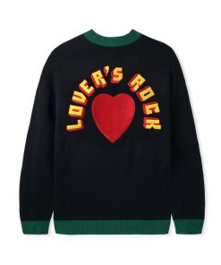 Butter Goods Lovers Rock Knit Cardigan, Black / Green Fleece