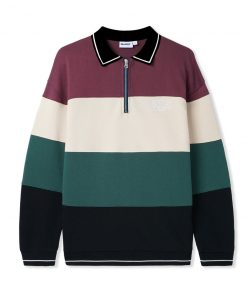 Butter Goods Ivy Stripe Pullover, Plum / Khaki / Forest
