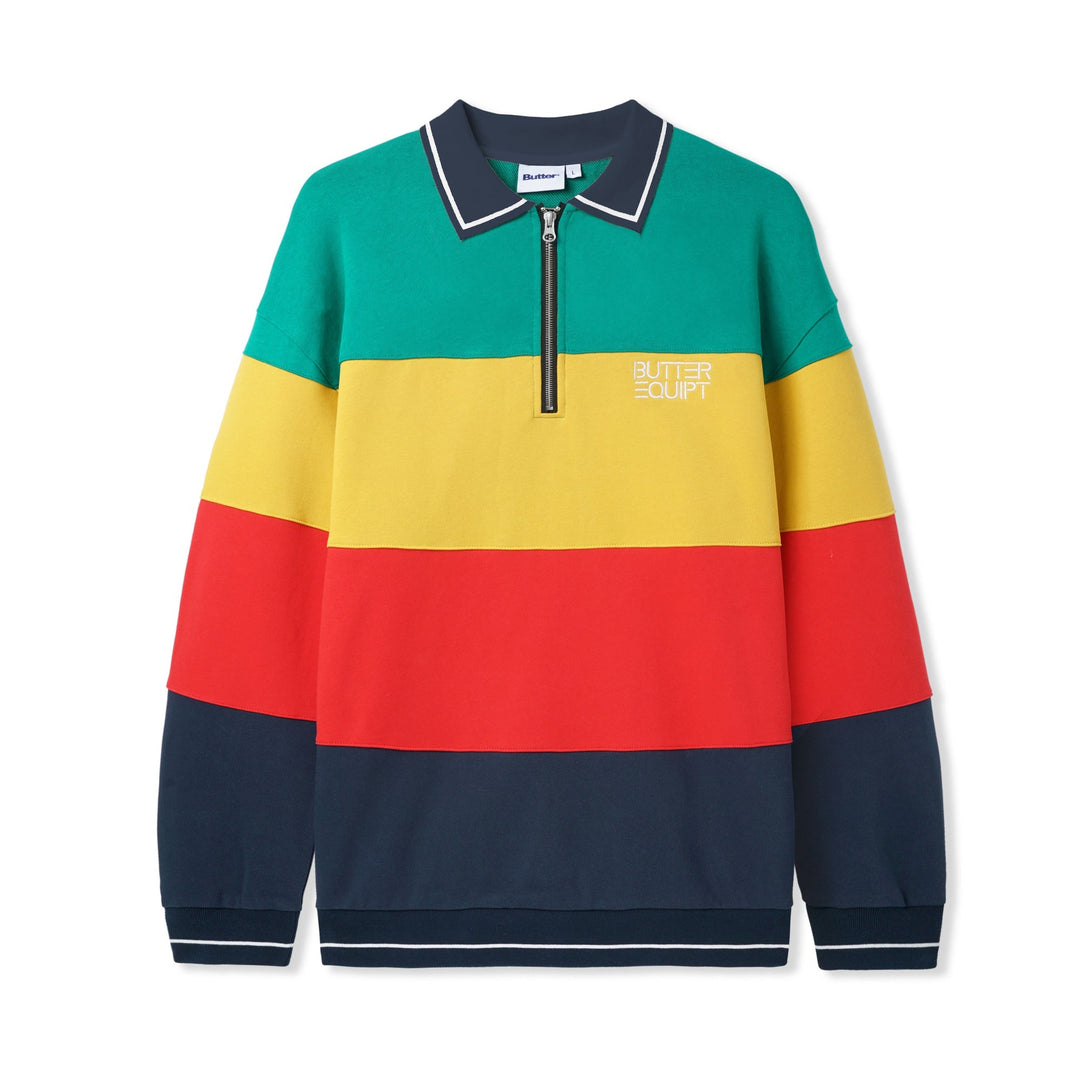 Butter Goods Ivy Stripe Pullover, Green / Yellow / Red 3 Butter Goods Ivy Stripe Pullover, Green / Yellow / Red
