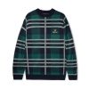 Butter Goods Plaid Knit Sweater, Navy / Forest / White