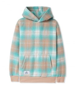 Butter Goods Heavyweight Plaid Pullover, Mandarine / Teal