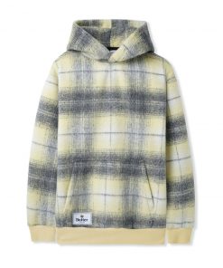 Butter Goods Fleece Heavyweight Plaid Pullover, Charcoal / Zest