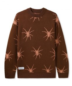 Butter Goods Fleece Tarantula Knit Sweater, Brown / Dusty Peach