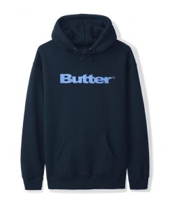 Butter Goods Wordmark Puff Pullover, Navy Fleece