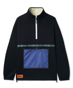 Butter Goods Mesh Fleece 1/4 Zip Pullover, Black
