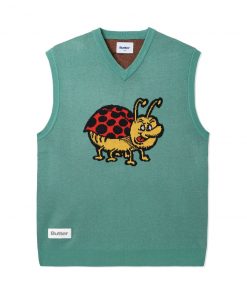 Butter Goods Bug Knit Vest, Washed Mint Fleece