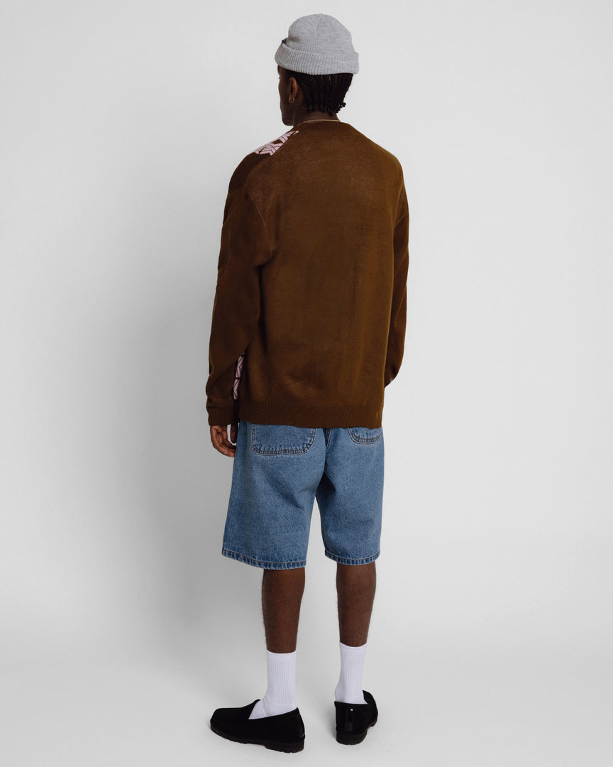 Butter Goods Fleece Club Knit Cardigan, Chocolate 5 Butter Goods Fleece Club Knit Cardigan, Chocolate