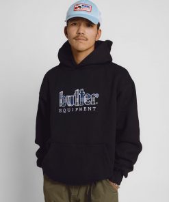 Butter Goods Plaid Applique Pullover, Black Fleece