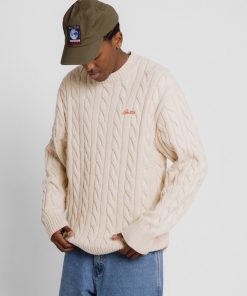 Butter Goods Cable Knit Sweater, Bone Fleece