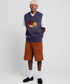 Butter Goods Bug Knit Vest, Navy Fleece