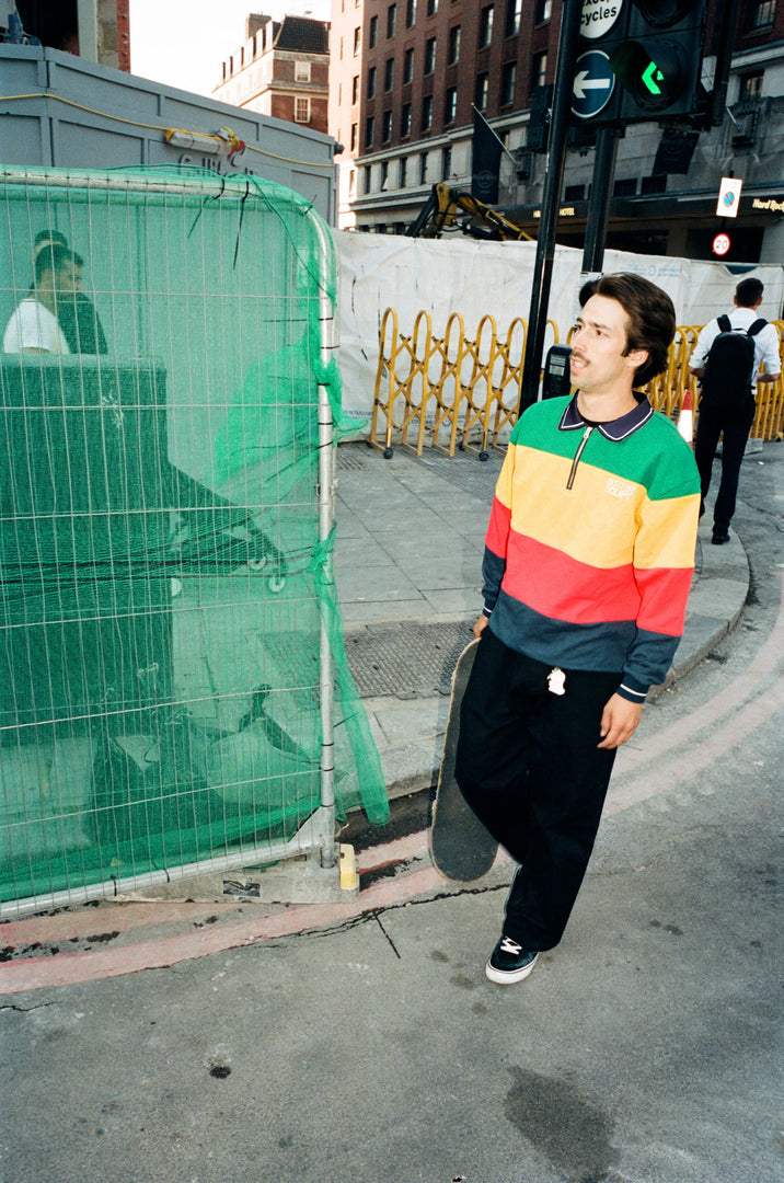 Butter Goods Ivy Stripe Pullover, Green / Yellow / Red 5 Butter Goods Ivy Stripe Pullover, Green / Yellow / Red