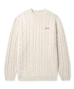 Butter Goods Cable Knit Sweater, Bone Fleece