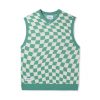 Butter Goods Checker Knit Vest, Seafoam / Bone Fleece
