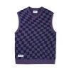 Butter Goods Fleece Checker Knit Vest, Navy / Indigo