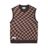 Butter Goods Checker Knit Vest, Chestnut / Oak