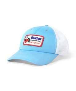 Butter Goods Cherry Trucker Hat, Powder Blue / White Hats