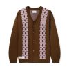 Butter Goods Fleece Club Knit Cardigan, Chocolate