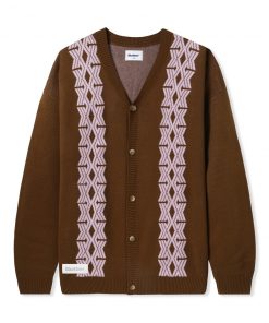 Butter Goods Fleece Club Knit Cardigan, Chocolate