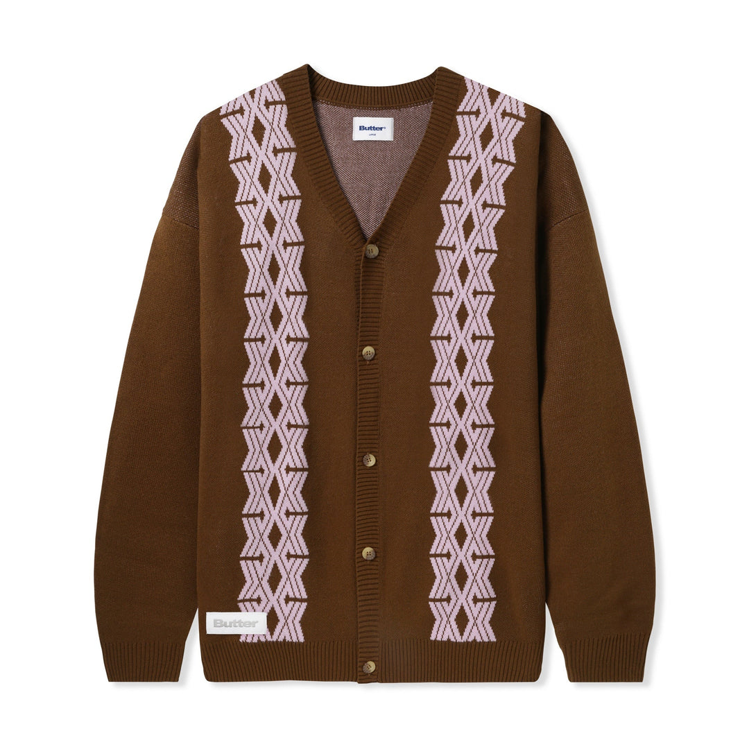 Butter Goods Fleece Club Knit Cardigan, Chocolate 3 Butter Goods Fleece Club Knit Cardigan, Chocolate