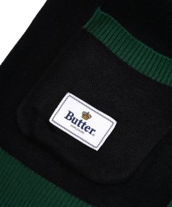 Butter Goods Lovers Rock Knit Cardigan, Black / Green Fleece