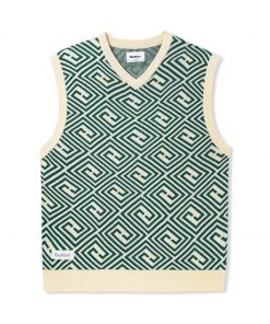 Butter Goods Athena Knit Vest, Peach / Slate Fleece