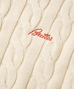 Butter Goods Cable Knit Sweater, Bone Fleece