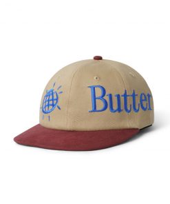 Butter Goods Discovery 6 Panel Cap, Khaki / Wine Hats
