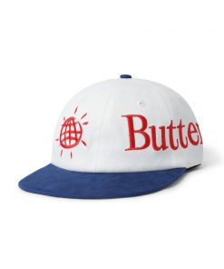 Butter Goods Discovery 6 Panel Cap, White / Navy Hats