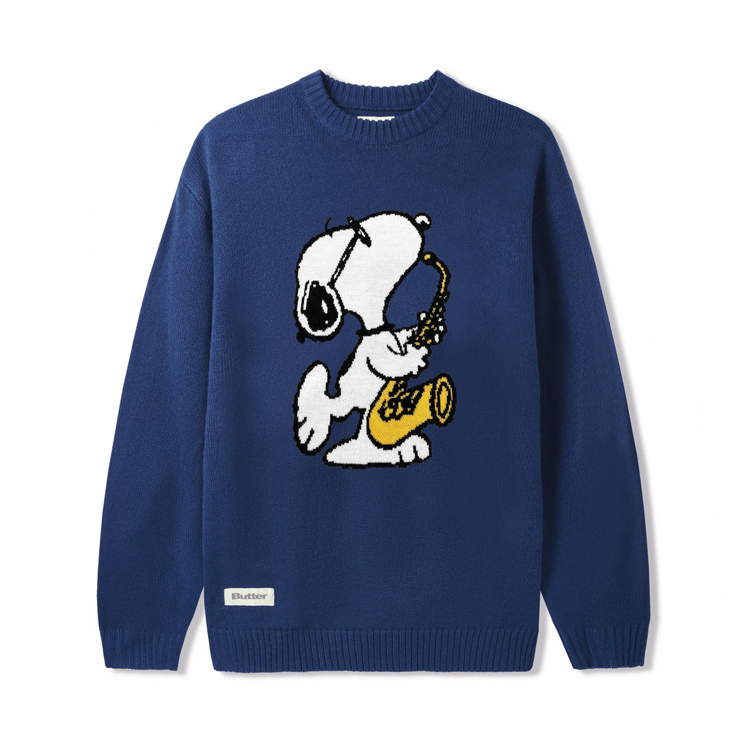 Butter Goods Jazz Knitted Sweater, Navy Fleece 3 Butter Goods Jazz Knitted Sweater, Navy Fleece