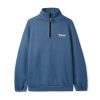 Butter Goods Fleece Pigment Dye 1/4 Zip Pullover, Washed Navy