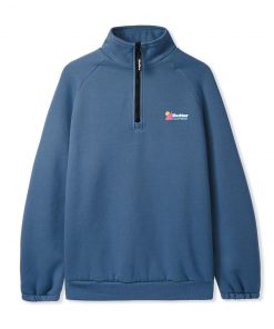 Butter Goods Fleece Pigment Dye 1/4 Zip Pullover, Washed Navy