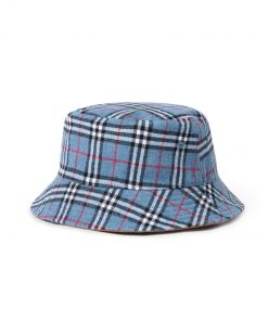 Butter Goods Plaid Reversible Bucket Hat, Blue / Brown