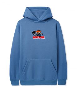 Butter Goods Fleece Racing Logo Pullover, Lake Blue