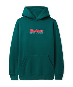 Butter Goods Fleece Running Logo Pullover, Pine Green