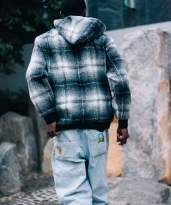 Butter Goods Fleece Heavyweight Plaid Pullover, Black / White