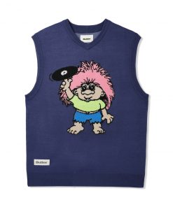 Butter Goods Fleece Troll Knit Vest, Navy