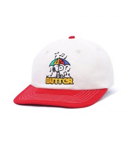 Butter Goods Umbrella 6 Panel Cap, Bone / Red