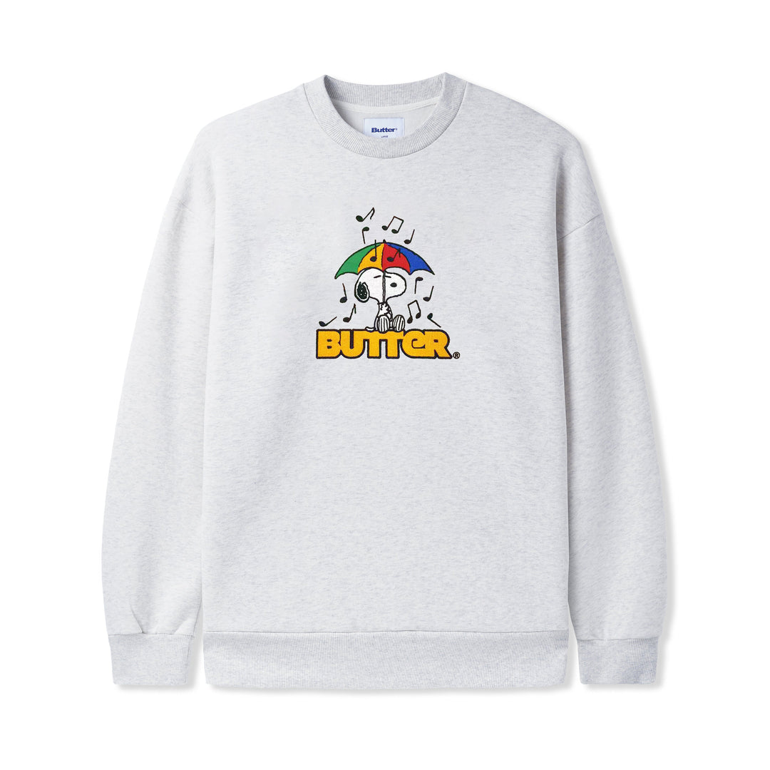 Butter Goods Umbrella Embroidered Crewneck, Ash Grey 3 Butter Goods Umbrella Embroidered Crewneck, Ash Grey