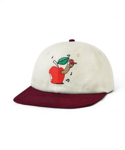 Butter Goods Hats Worm 6 Panel Cap, Natural / Burgundy