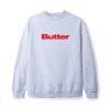 Butter Goods Chenille Logo Crewneck, Ash Grey Fleece