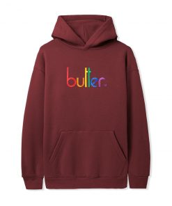 Butter Goods Colours Embroidered Pullover, Plum Fleece