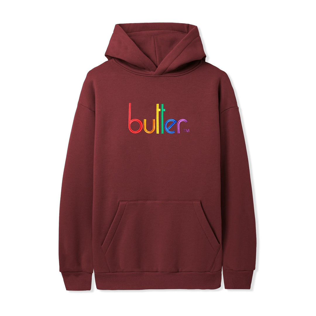 Butter Goods Colours Embroidered Pullover, Plum Fleece 3 Butter Goods Colours Embroidered Pullover, Plum Fleece